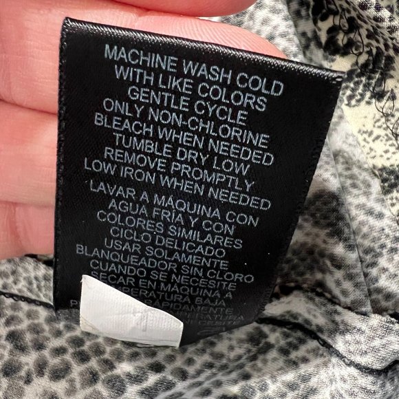 Norma Kamali Top Medium Black White Python Snakeskin Print Long Sleeve Jersey - Picture 9 of 9